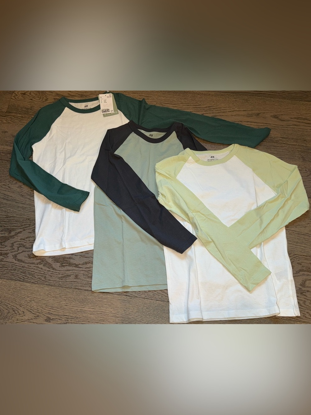 NWT H&M boys/unisex raglan baseball tshirts, 3 pack